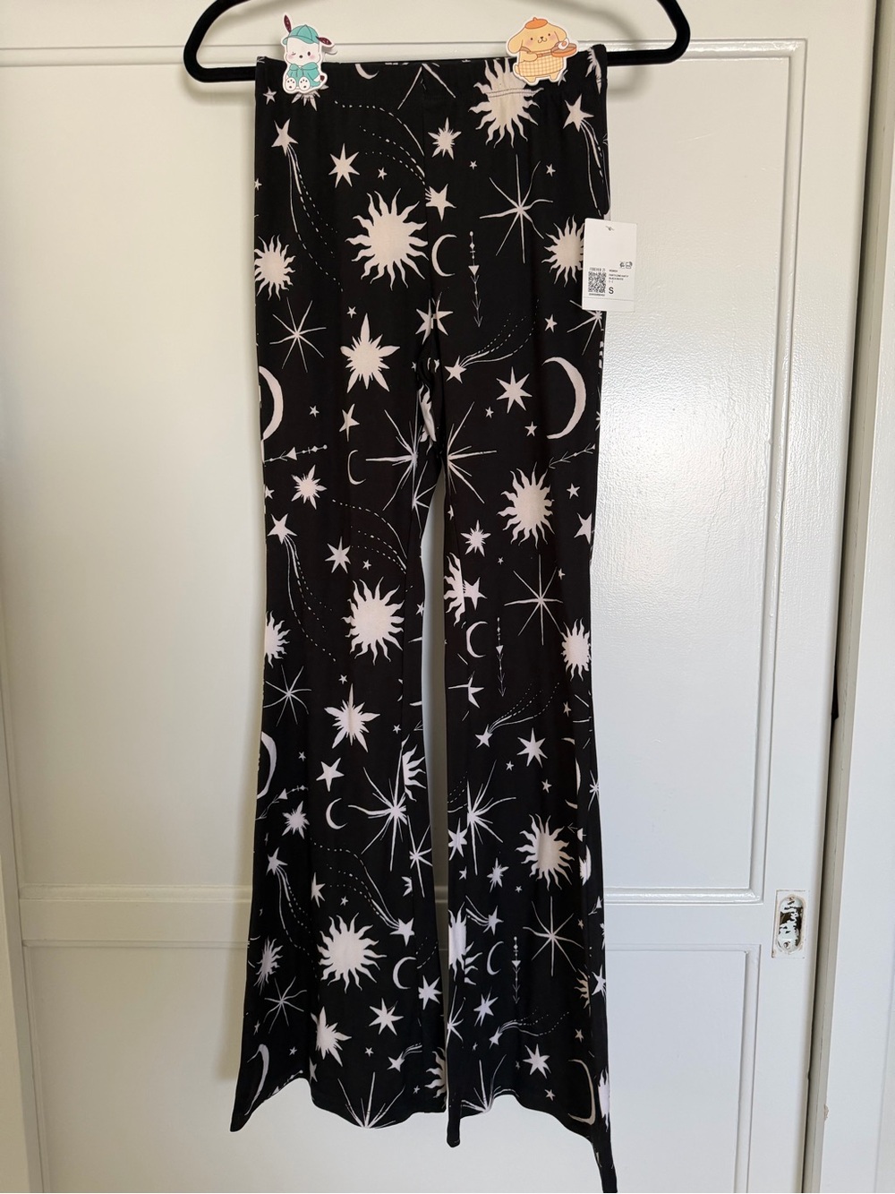 Black Celestial Print Flare Leggings